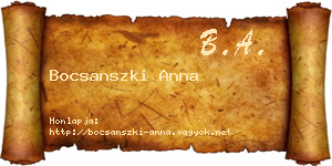 Bocsanszki Anna névjegykártya