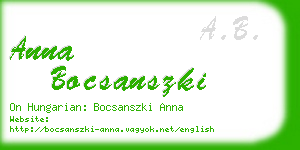 anna bocsanszki business card